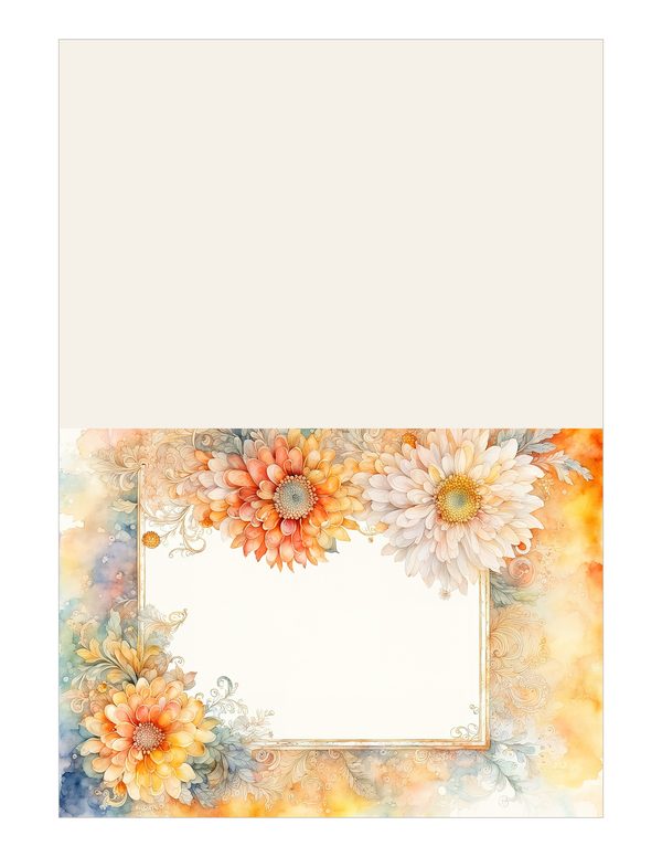 Peach Dahlia Border Watercolor Digital Paper Kit: Printable Papers, Cards, Tags, Ephemera — image 14