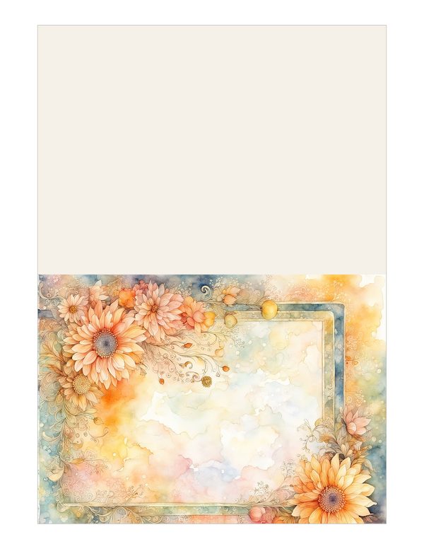 Peach Dahlia Border Watercolor Digital Paper Kit: Printable Papers, Cards, Tags, Ephemera — image 15