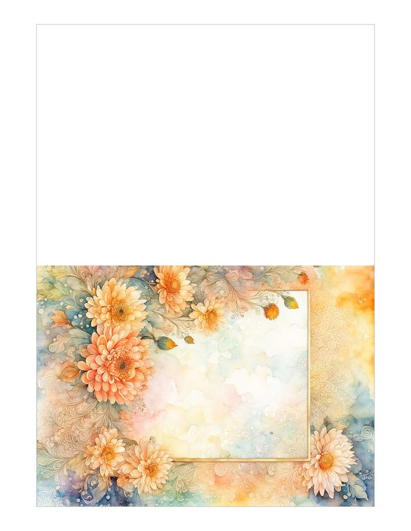 Peach Dahlia Border Watercolor Digital Paper Kit: Printable Papers, Cards, Tags, Ephemera — image 17