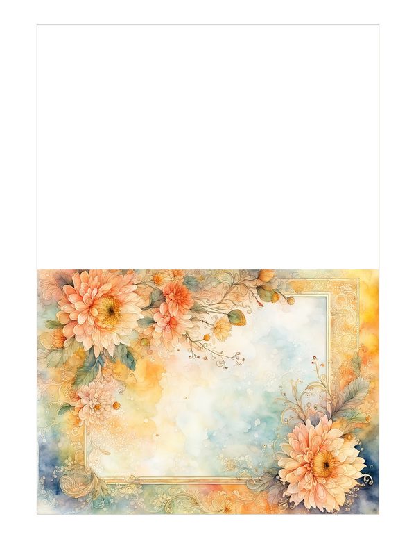 Peach Dahlia Border Watercolor Digital Paper Kit: Printable Papers, Cards, Tags, Ephemera — image 18