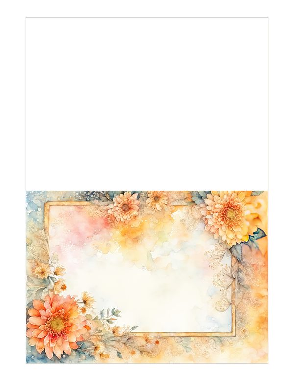 Peach Dahlia Border Watercolor Digital Paper Kit: Printable Papers, Cards, Tags, Ephemera — image 19