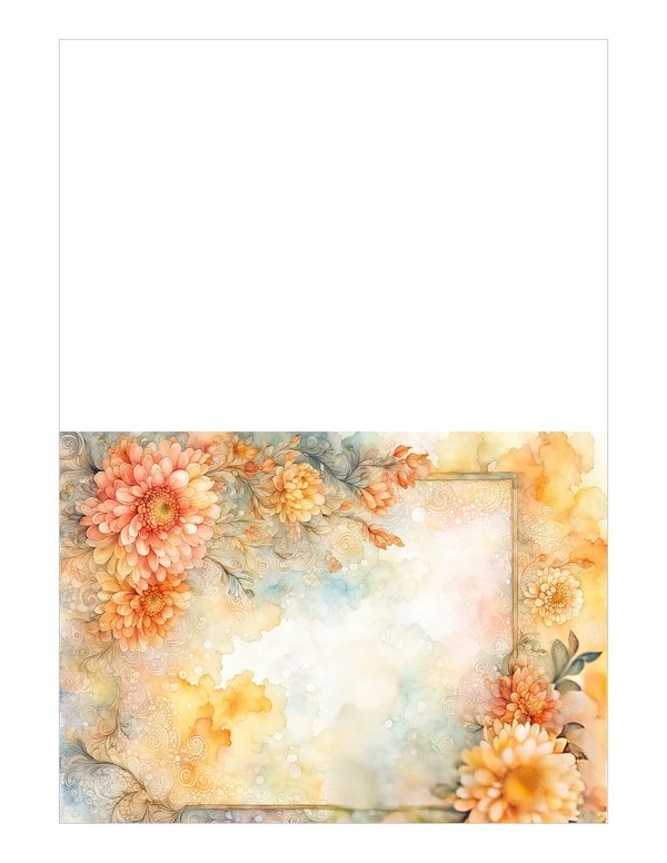 Peach Dahlia Border Watercolor Digital Paper Kit: Printable Papers, Cards, Tags, Ephemera — image 20