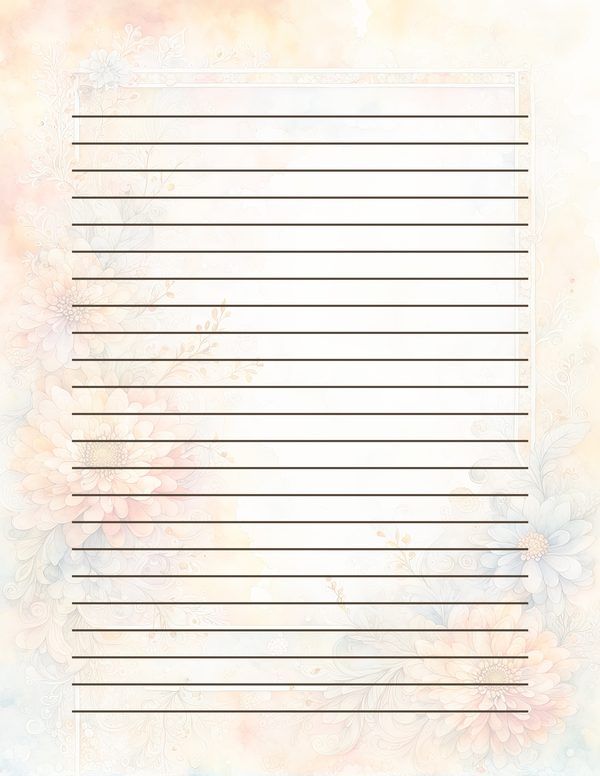 Peach Dahlia Border Watercolor Digital Paper Kit: Printable Papers, Cards, Tags, Ephemera — image 31