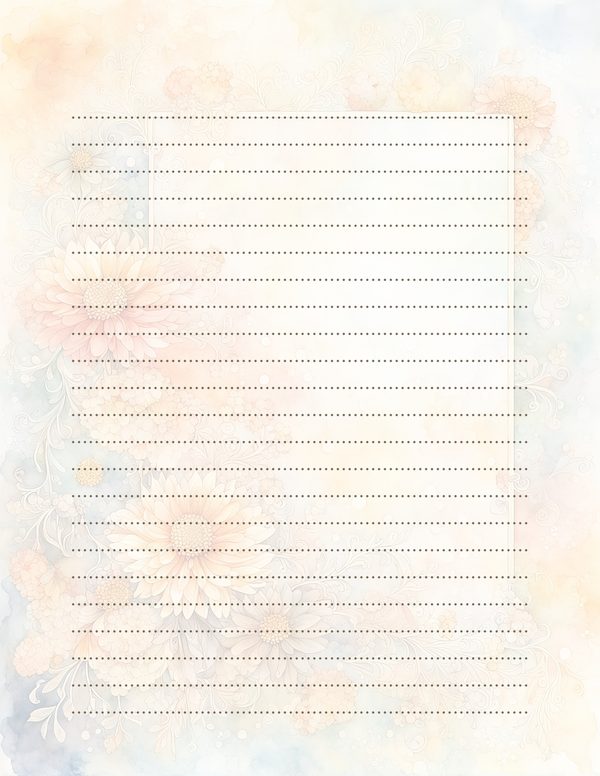 Peach Dahlia Border Watercolor Digital Paper Kit: Printable Papers, Cards, Tags, Ephemera — image 32