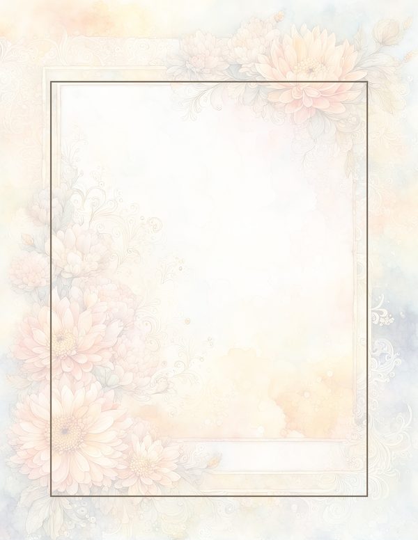 Peach Dahlia Border Watercolor Digital Paper Kit: Printable Papers, Cards, Tags, Ephemera — image 33