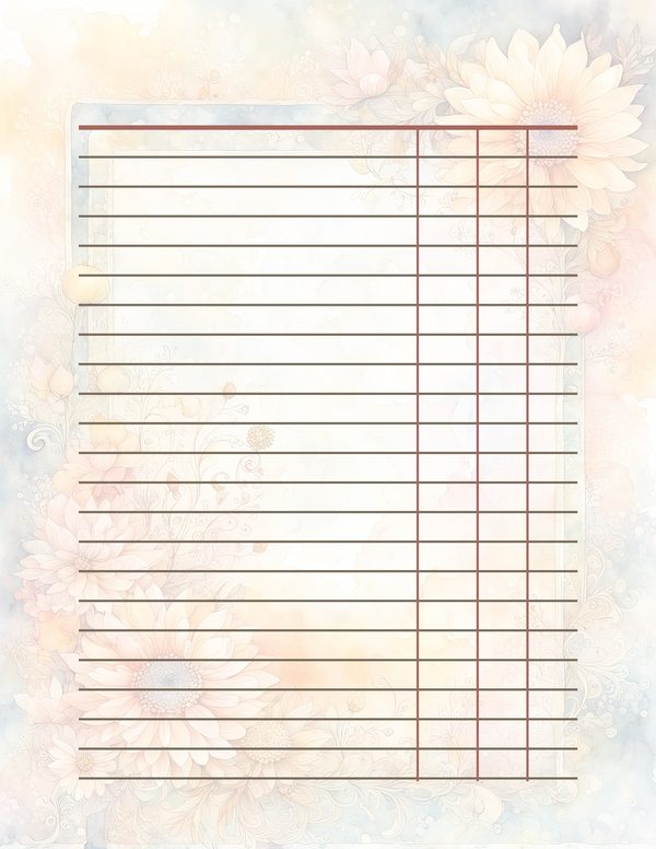 Peach Dahlia Border Watercolor Digital Paper Kit: Printable Papers, Cards, Tags, Ephemera — image 35