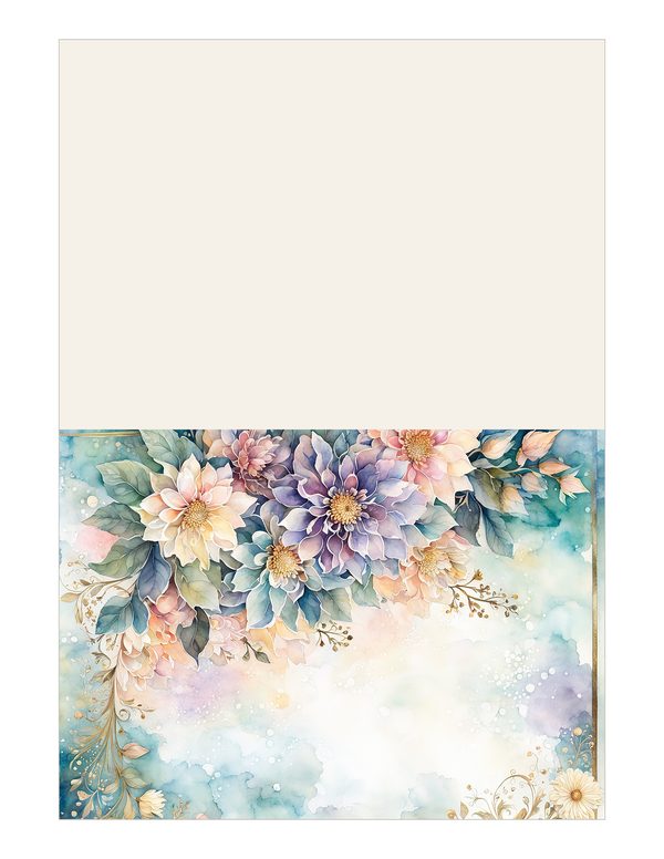 Dahlia Watercolor Paper Pack: Soft Blue Floral Frames 10 JPGs (Digital Download) — image 12