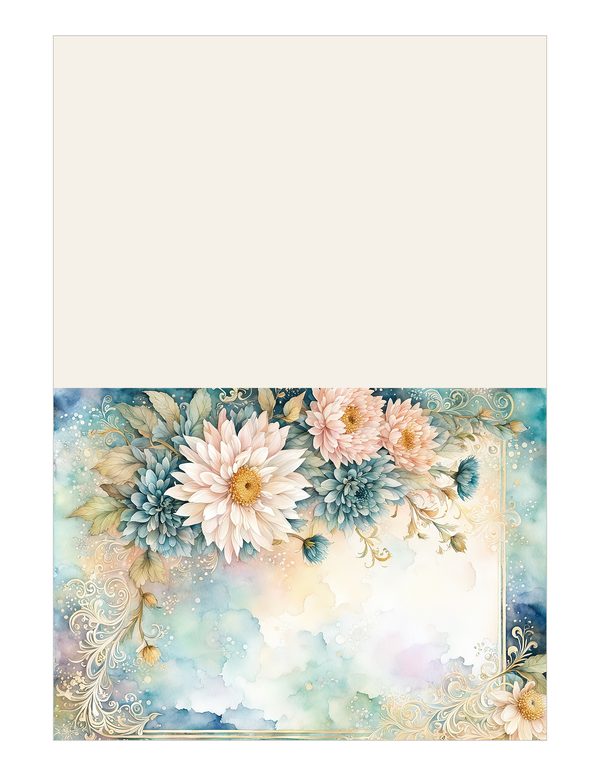 Dahlia Watercolor Paper Pack: Soft Blue Floral Frames 10 JPGs (Digital Download) — image 13