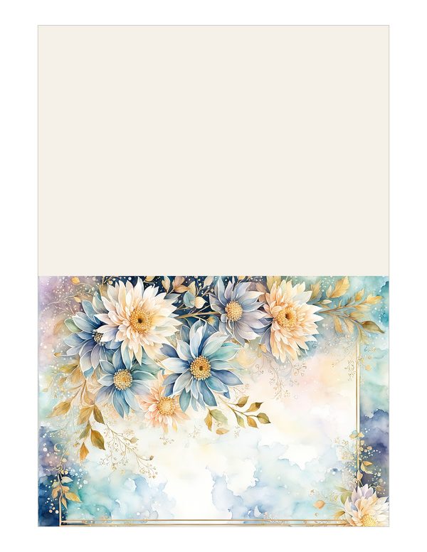 Dahlia Watercolor Paper Pack: Soft Blue Floral Frames 10 JPGs (Digital Download) — image 14