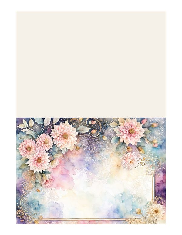 Dahlia Watercolor Paper Pack: Soft Blue Floral Frames 10 JPGs (Digital Download) — image 15