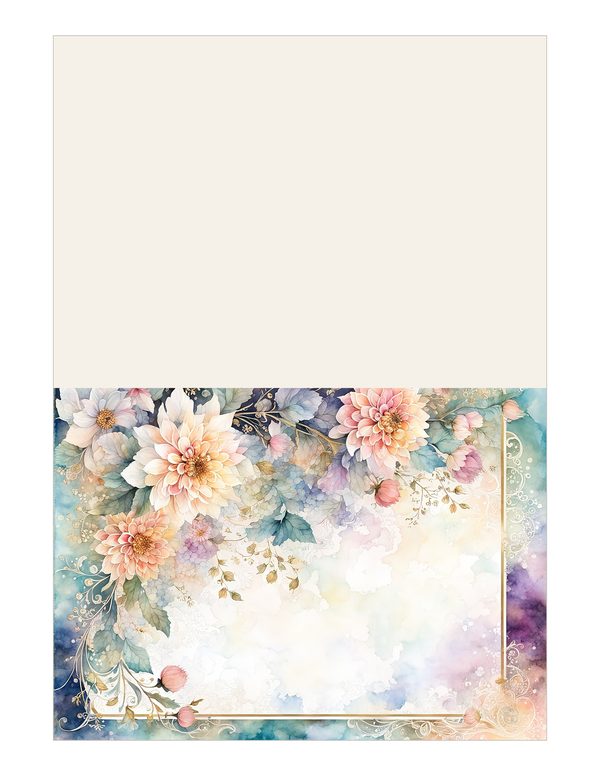 Dahlia Watercolor Paper Pack: Soft Blue Floral Frames 10 JPGs (Digital Download) — image 16