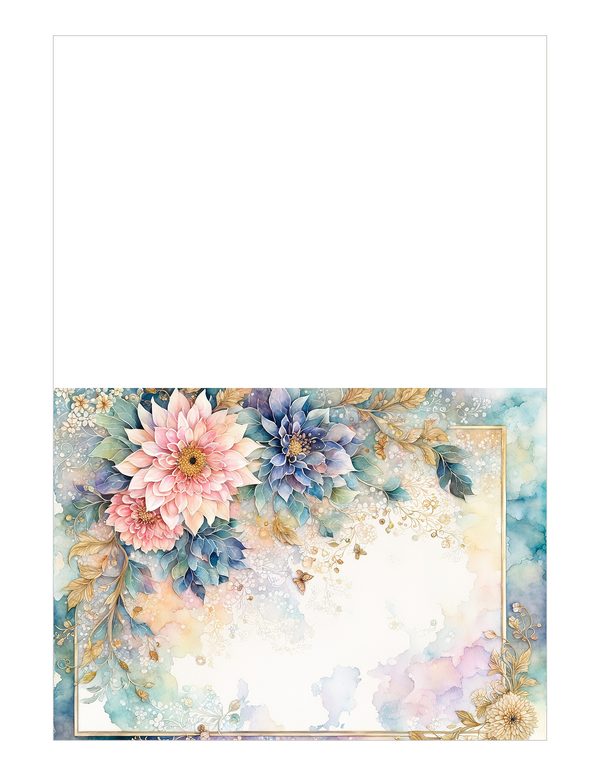 Dahlia Watercolor Paper Pack: Soft Blue Floral Frames 10 JPGs (Digital Download) — image 17