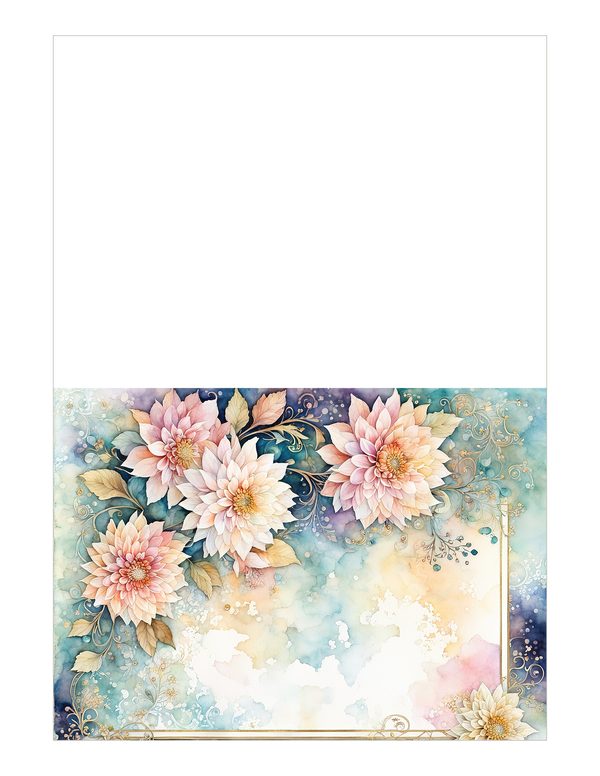 Dahlia Watercolor Paper Pack: Soft Blue Floral Frames 10 JPGs (Digital Download) — image 18