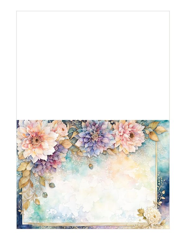Dahlia Watercolor Paper Pack: Soft Blue Floral Frames 10 JPGs (Digital Download) — image 19
