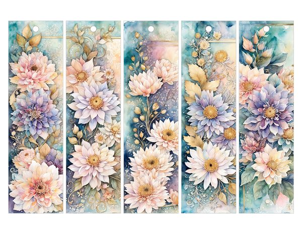 Dahlia Watercolor Paper Pack: Soft Blue Floral Frames 10 JPGs (Digital Download) — image 29