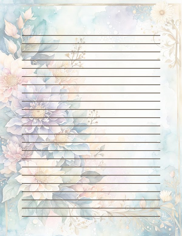 Dahlia Watercolor Paper Pack: Soft Blue Floral Frames 10 JPGs (Digital Download) — image 32