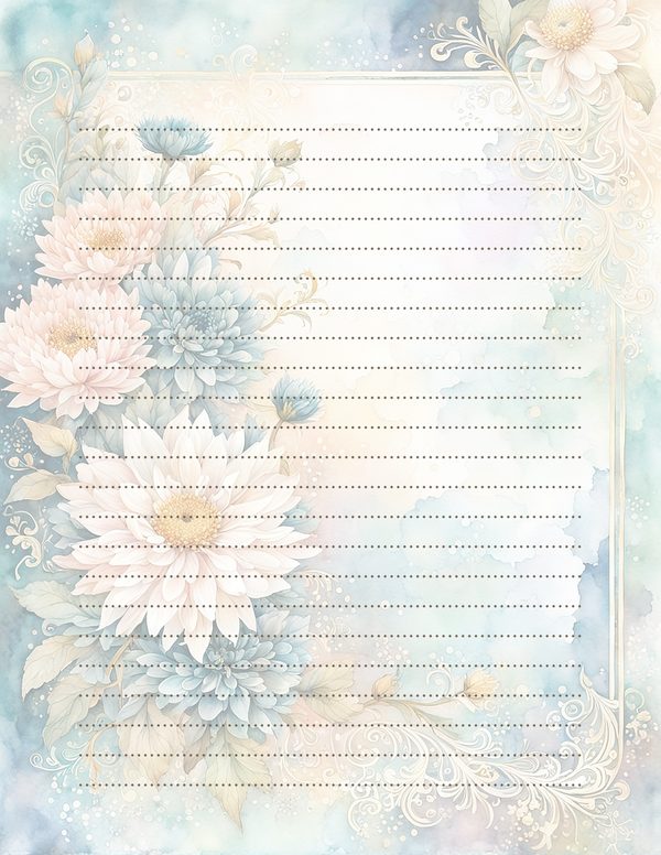 Dahlia Watercolor Paper Pack: Soft Blue Floral Frames 10 JPGs (Digital Download) — image 33