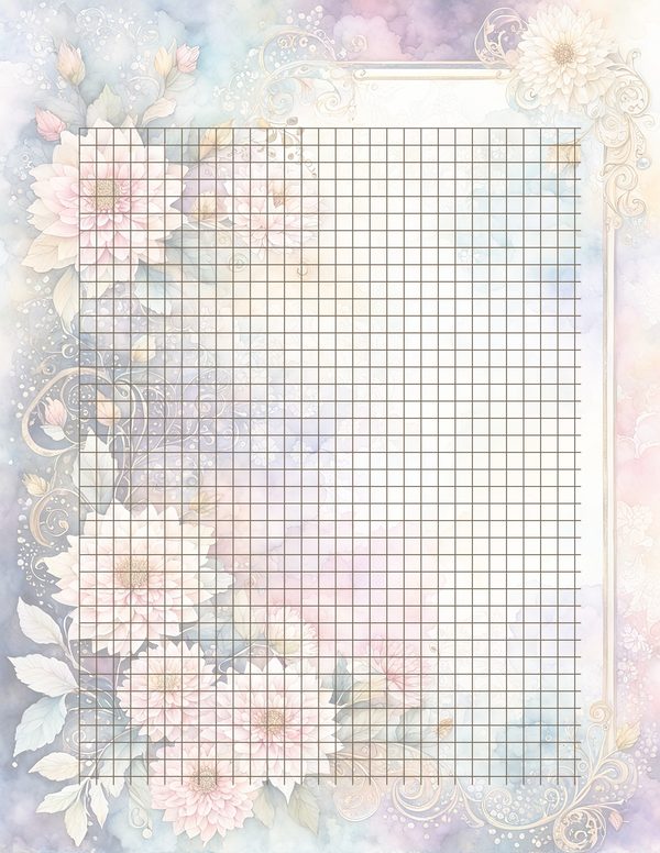 Dahlia Watercolor Paper Pack: Soft Blue Floral Frames 10 JPGs (Digital Download) — image 35
