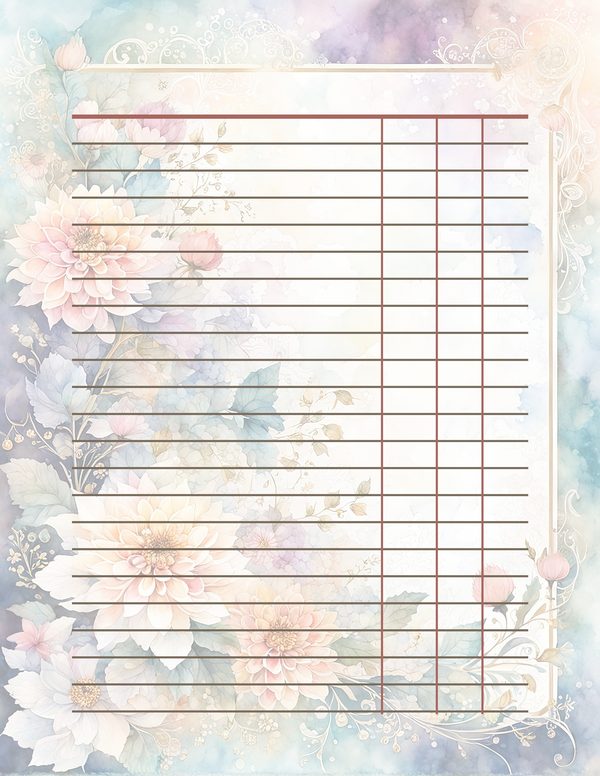 Dahlia Watercolor Paper Pack: Soft Blue Floral Frames 10 JPGs (Digital Download) — image 36