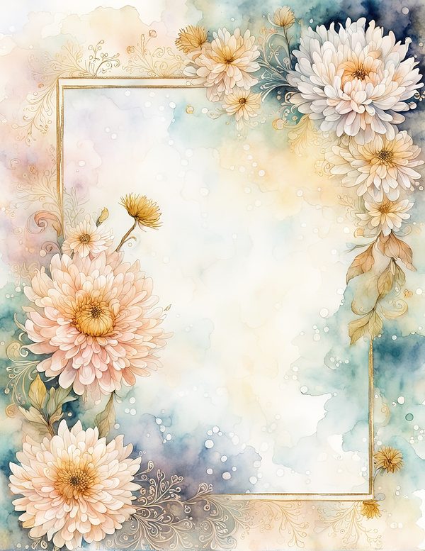 Beige Dahlia Frame Watercolor Digital Paper Kit: Printable Papers, Cards, Tags, Ephemera — image 7