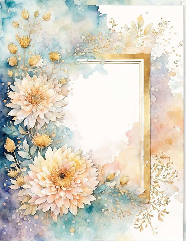 Beige Dahlia Frame Watercolor Digital Paper Kit: Printable Papers, Cards, Tags, Ephemera — image 9