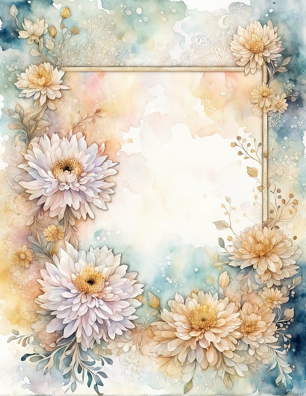 Beige Dahlia Frame Watercolor Digital Paper Kit: Printable Papers, Cards, Tags, Ephemera — image 10