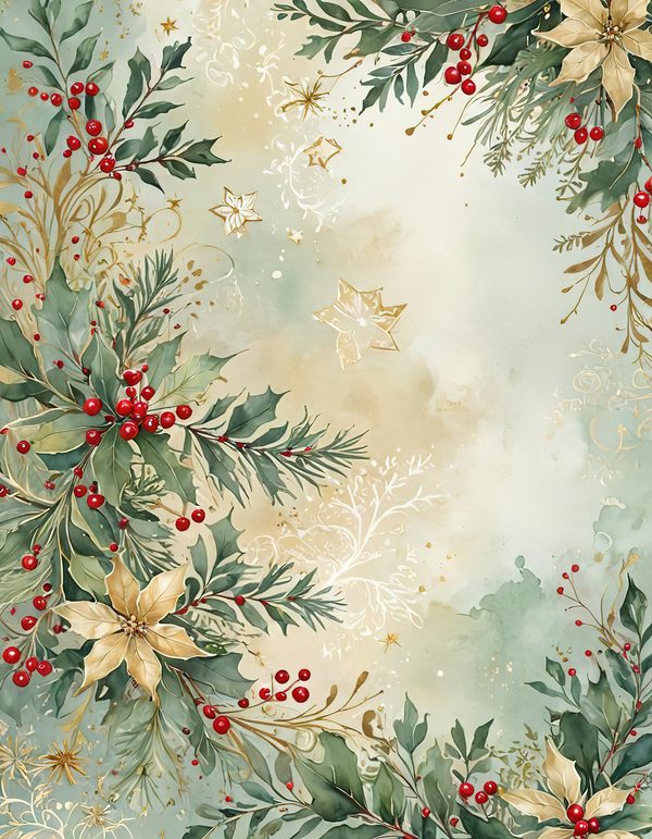 Gold Accent Floral Watercolor Digital Paper Kit: Printable Papers, Cards, Tags, Ephemera — image 3