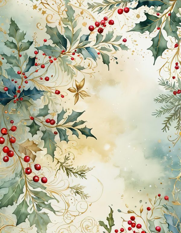 Gold Accent Floral Watercolor Digital Paper Kit: Printable Papers, Cards, Tags, Ephemera — image 5