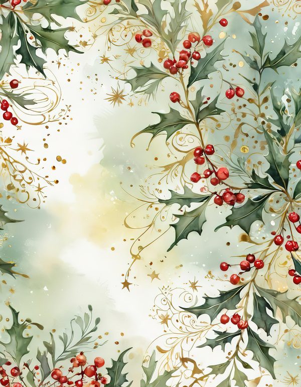 Gold Accent Floral Watercolor Digital Paper Kit: Printable Papers, Cards, Tags, Ephemera — image 8