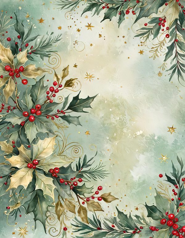 Gold Accent Floral Watercolor Digital Paper Kit: Printable Papers, Cards, Tags, Ephemera — image 9