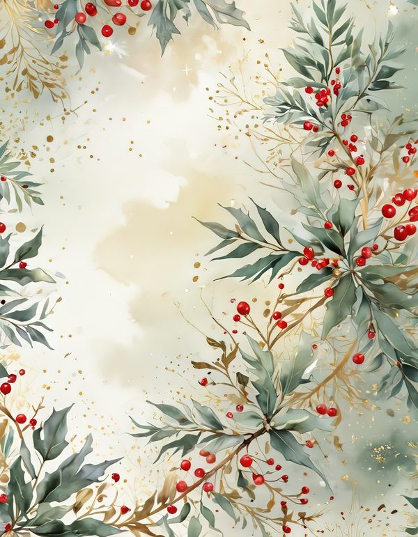 Gold Accent Floral Watercolor Digital Paper Kit: Printable Papers, Cards, Tags, Ephemera — image 13