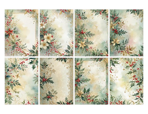 Gold Accent Floral Watercolor Digital Paper Kit: Printable Papers, Cards, Tags, Ephemera — image 29