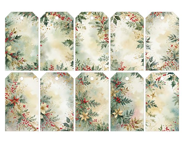 Gold Accent Floral Watercolor Digital Paper Kit: Printable Papers, Cards, Tags, Ephemera — image 30