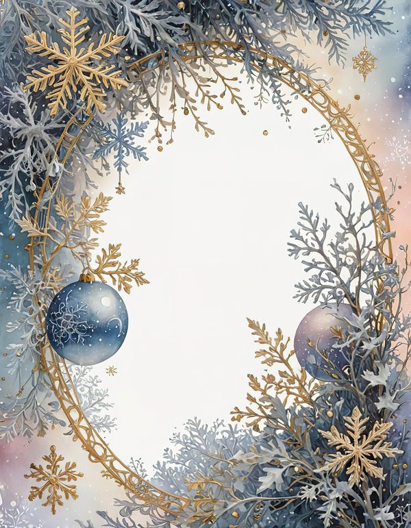 Christmas Ornament Border Watercolor Digital Paper Kit: Printable Papers, Cards, Tags, Ephemera — image 5