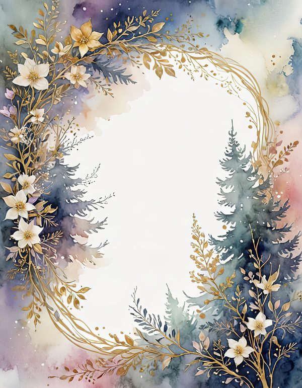 Christmas Ornament Border Watercolor Digital Paper Kit: Printable Papers, Cards, Tags, Ephemera — image 8