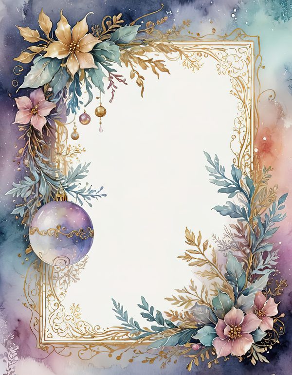 Christmas Ornament Border Watercolor Digital Paper Kit: Printable Papers, Cards, Tags, Ephemera — image 10