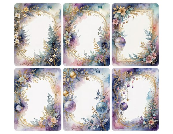 Christmas Ornament Border Watercolor Digital Paper Kit: Printable Papers, Cards, Tags, Ephemera — image 29