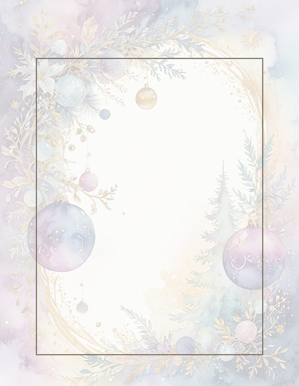 Christmas Ornament Border Watercolor Digital Paper Kit: Printable Papers, Cards, Tags, Ephemera — image 34