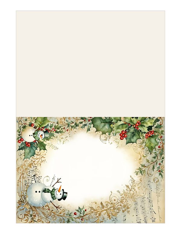 Snowman and Holly Watercolor Digital Paper Kit: Printable Papers, Cards, Tags, Ephemera — image 12
