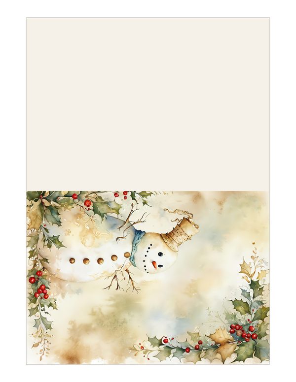 Snowman and Holly Watercolor Digital Paper Kit: Printable Papers, Cards, Tags, Ephemera — image 13