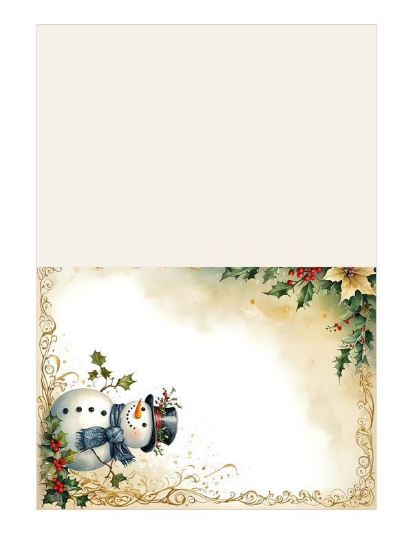 Snowman and Holly Watercolor Digital Paper Kit: Printable Papers, Cards, Tags, Ephemera — image 14