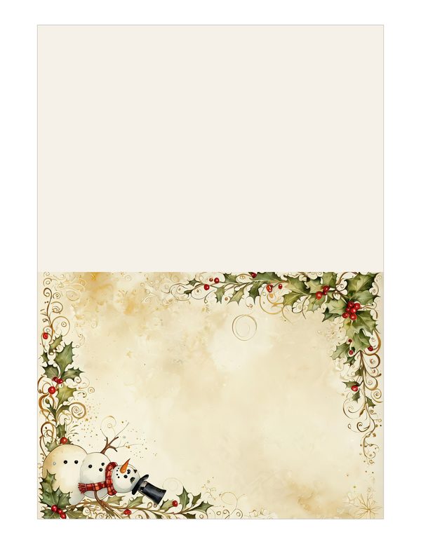 Snowman and Holly Watercolor Digital Paper Kit: Printable Papers, Cards, Tags, Ephemera — image 15