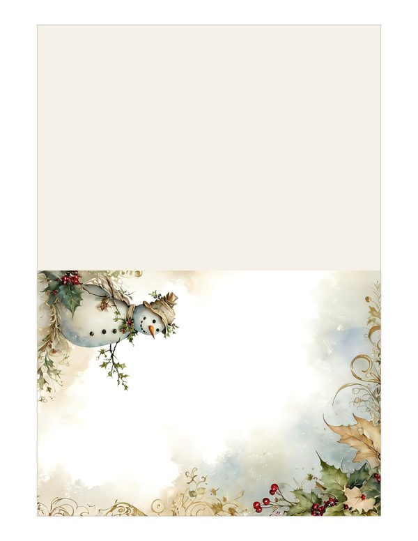 Snowman and Holly Watercolor Digital Paper Kit: Printable Papers, Cards, Tags, Ephemera — image 16