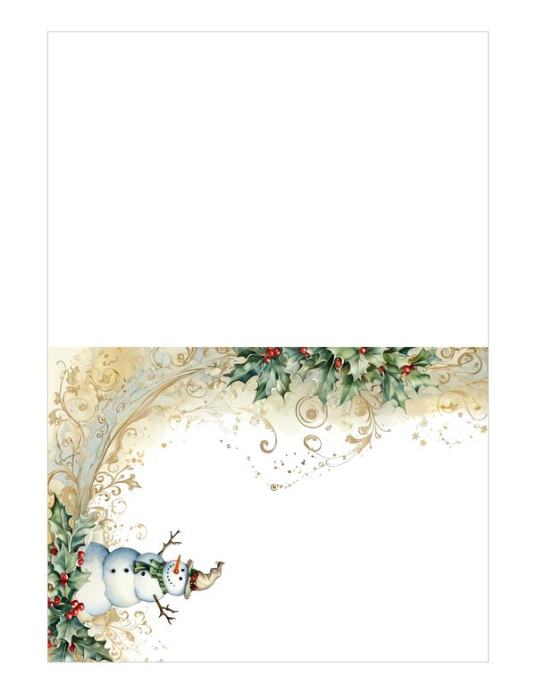 Snowman and Holly Watercolor Digital Paper Kit: Printable Papers, Cards, Tags, Ephemera — image 17