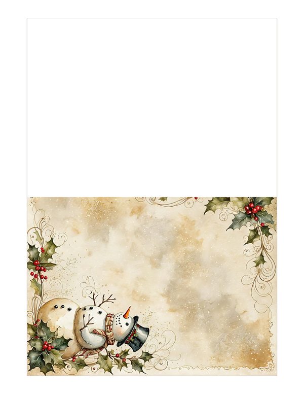 Snowman and Holly Watercolor Digital Paper Kit: Printable Papers, Cards, Tags, Ephemera — image 18