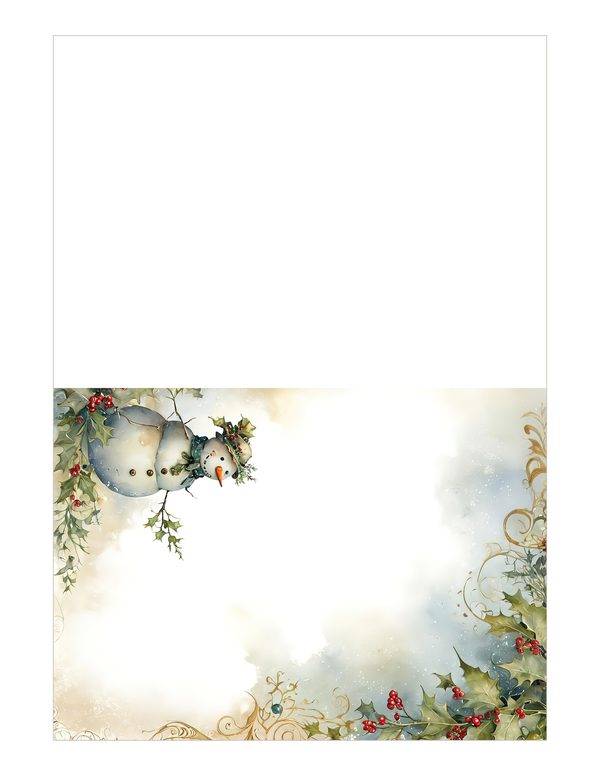 Snowman and Holly Watercolor Digital Paper Kit: Printable Papers, Cards, Tags, Ephemera — image 19