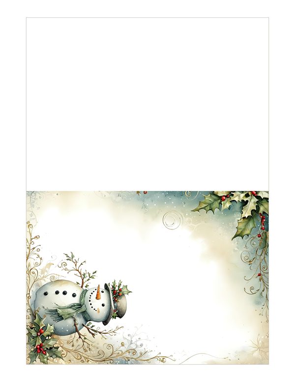 Snowman and Holly Watercolor Digital Paper Kit: Printable Papers, Cards, Tags, Ephemera — image 20
