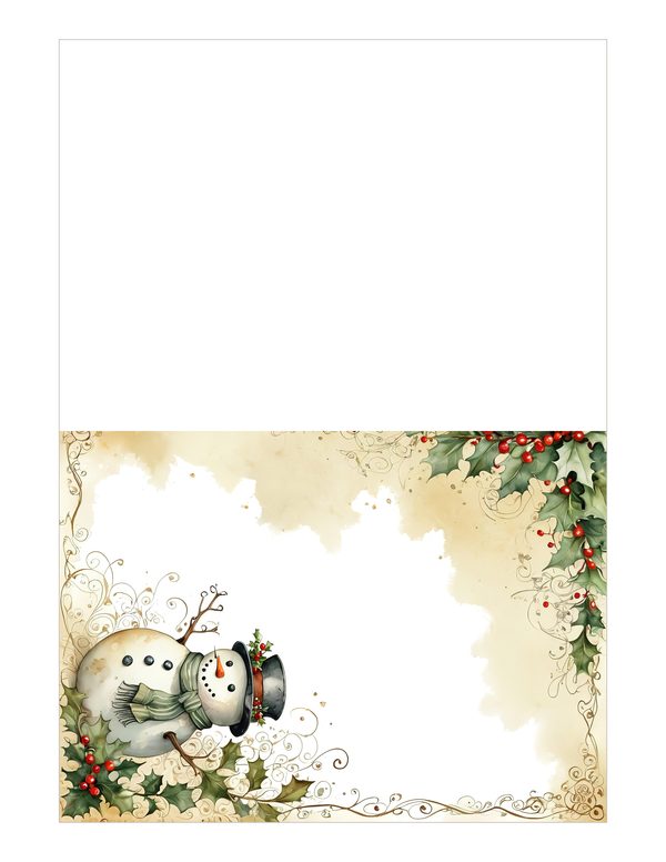 Snowman and Holly Watercolor Digital Paper Kit: Printable Papers, Cards, Tags, Ephemera — image 21