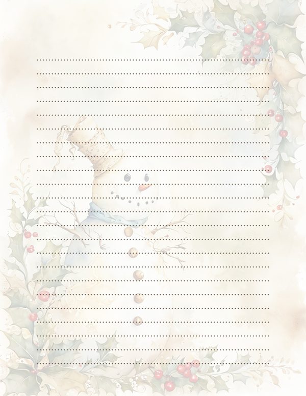 Snowman and Holly Watercolor Digital Paper Kit: Printable Papers, Cards, Tags, Ephemera — image 33