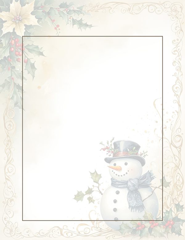 Snowman and Holly Watercolor Digital Paper Kit: Printable Papers, Cards, Tags, Ephemera — image 34